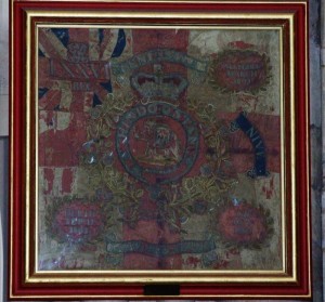 76th Foot Honorary Colour, presented in 1830, on display, within the Regimental Chapel, in York Minster